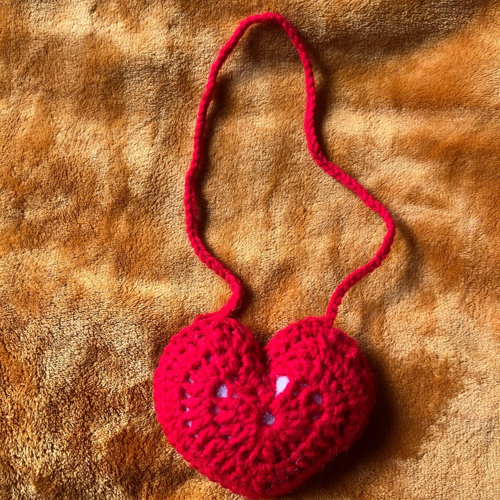 Handmade Red Heart Crochet bag